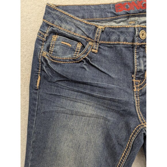 Bongo Jeans Womens 13 Blue Bootcut Stretch Denim Mid Rise Distressed Classic - Picture 2 of 15